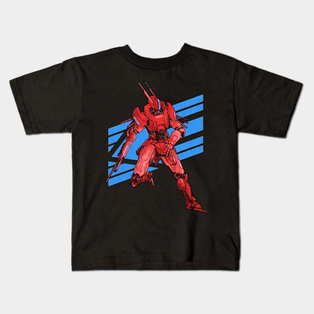 Jackrabbot Red Blue Kids T-Shirt by LuigiPunch